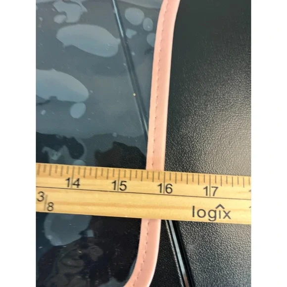 Two Clear Bags Travel Stuff Nylon Makeup Zipper Pouch Travel Cosmetic Pink Green - Picture 8 of 9